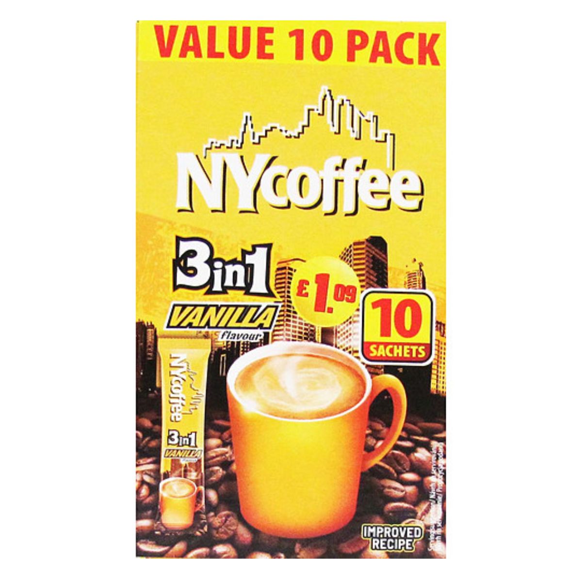 NY Coffee - 3in1 Coffee Vanilla - 10 sachets vanilla.