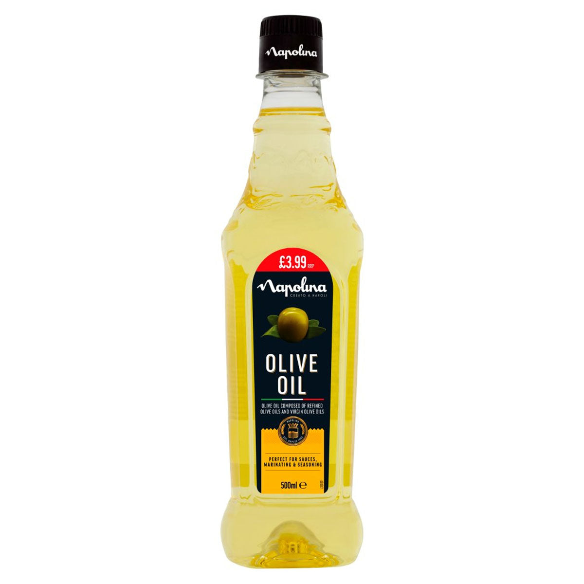 A bottle of Napolina - Olive Oil - 500ml on a white background.