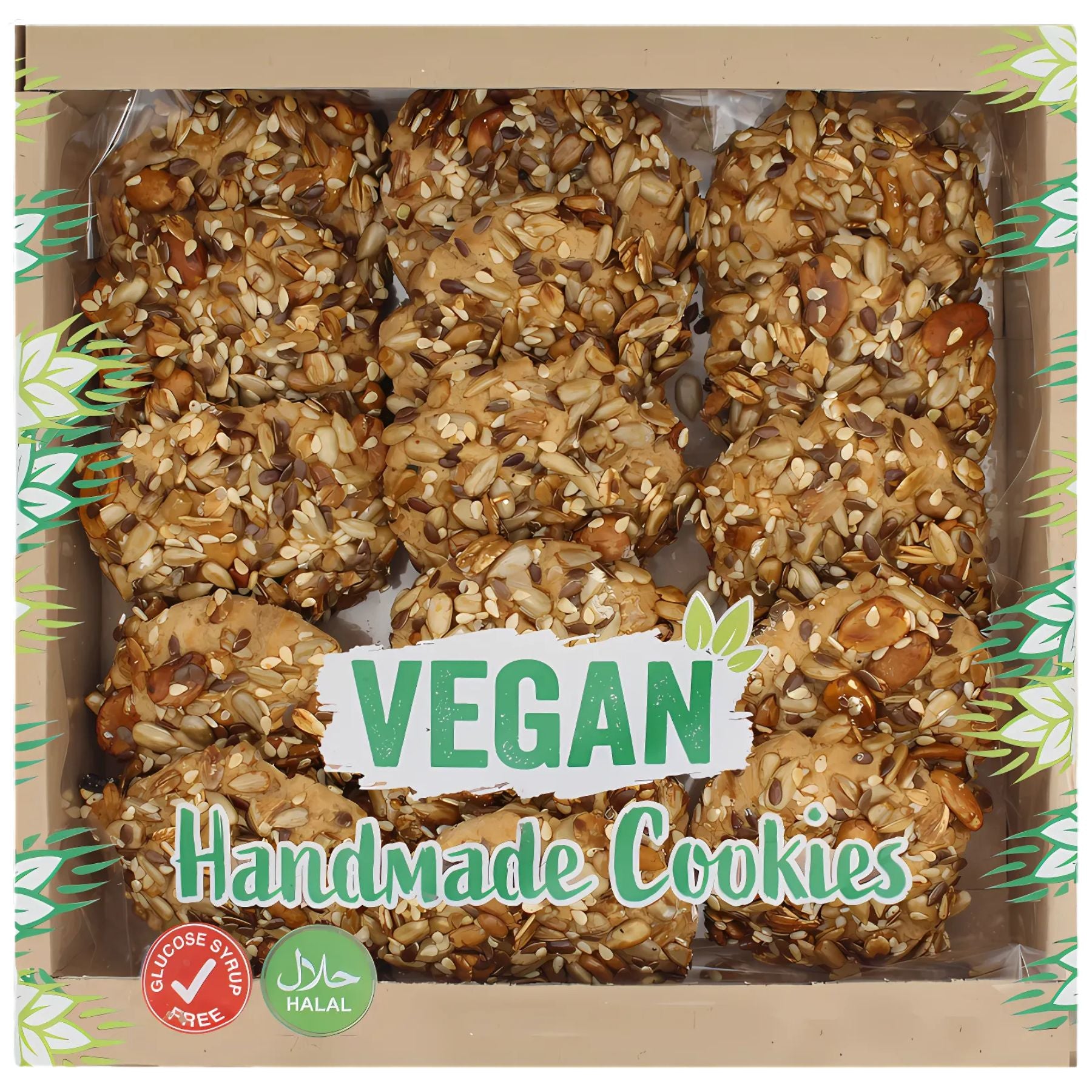 Nature - Hand Made Cookies Mix Seeds 260g: crafted with natural ingredients, topped with organic seeds and nuts, vegan, glucose syrup free, and halal. Nature - Hand Made Cookies Mix Seeds 260g: crafted with natural ingredients, topped with organic seeds and nuts, vegan, glucose syrup free, and halal.