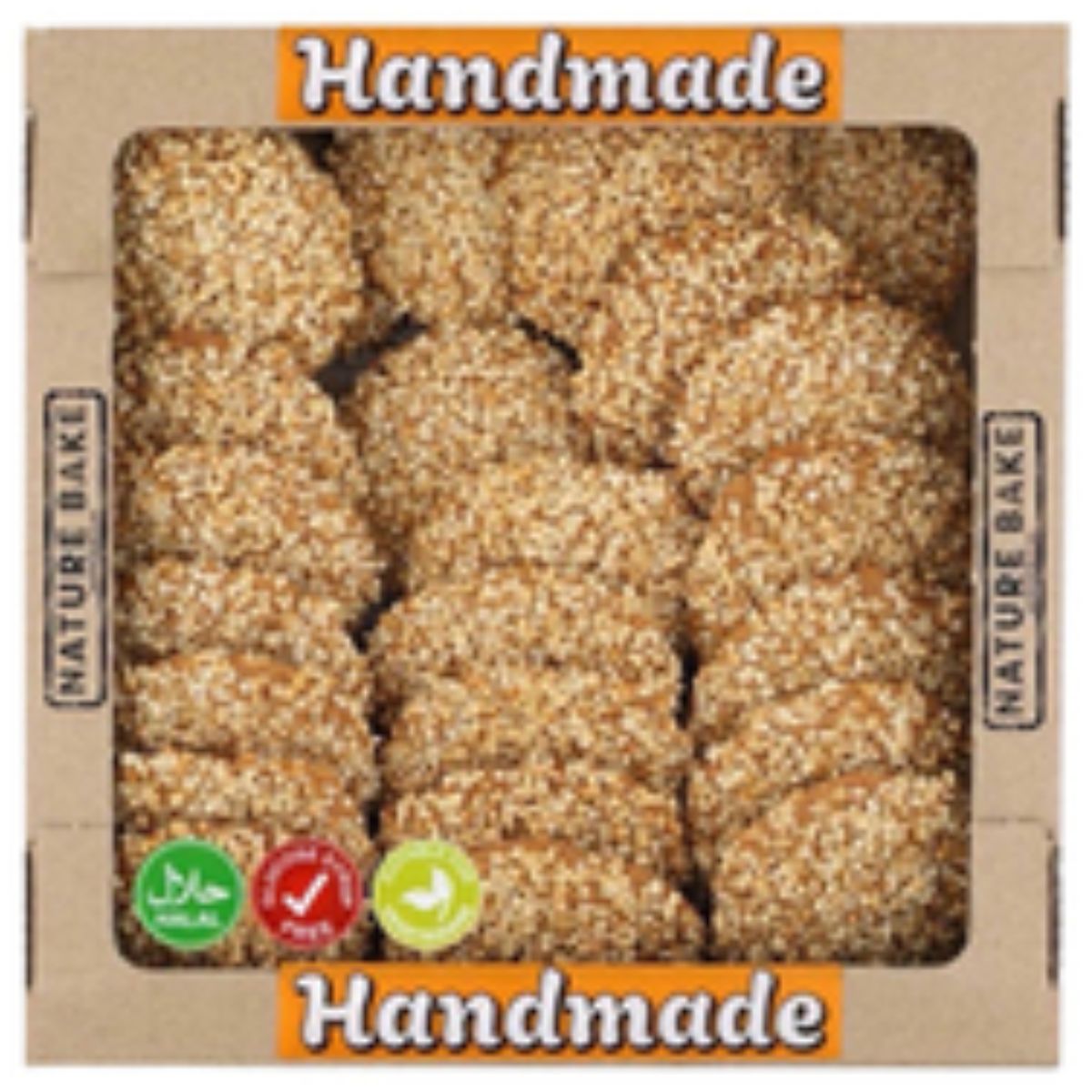 Handmade Nature Bake - Cookies Sesame - 360g in a cardboard box. Handmade Nature Bake - Cookies Sesame - 360g in a cardboard box.