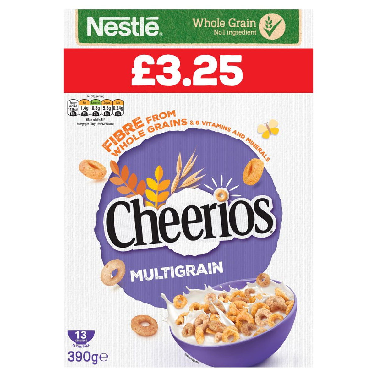 Nestle - Cheerios Multigrain Cereal - 390g box.