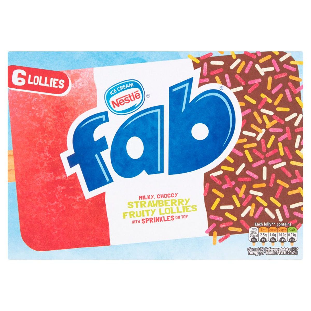 Nestle - Fab Strawberry Ice Lollies - 6x58ml - Continental Food Store
