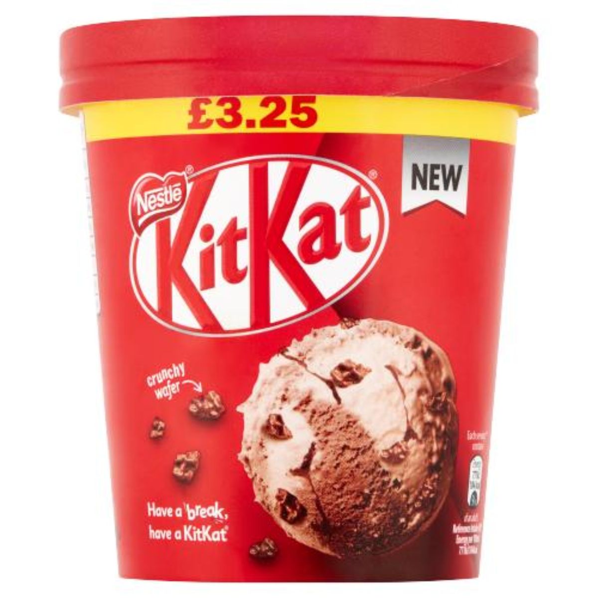 Nestle - Kit Kat Ice Cream Tub - 480ml chocolate chip ice cream tub. Nestle - Kit Kat Ice Cream Tub - 480ml chocolate chip ice cream tub.