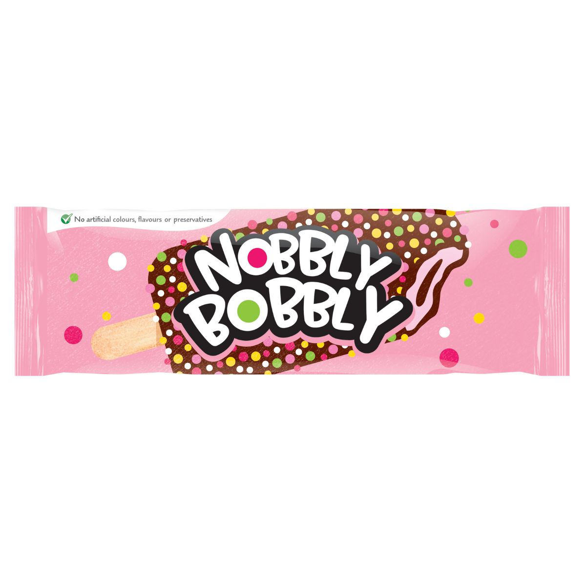 A pink ice cream bar with the name 'Nestle - Nobbly Bobbly - 60ml'.
