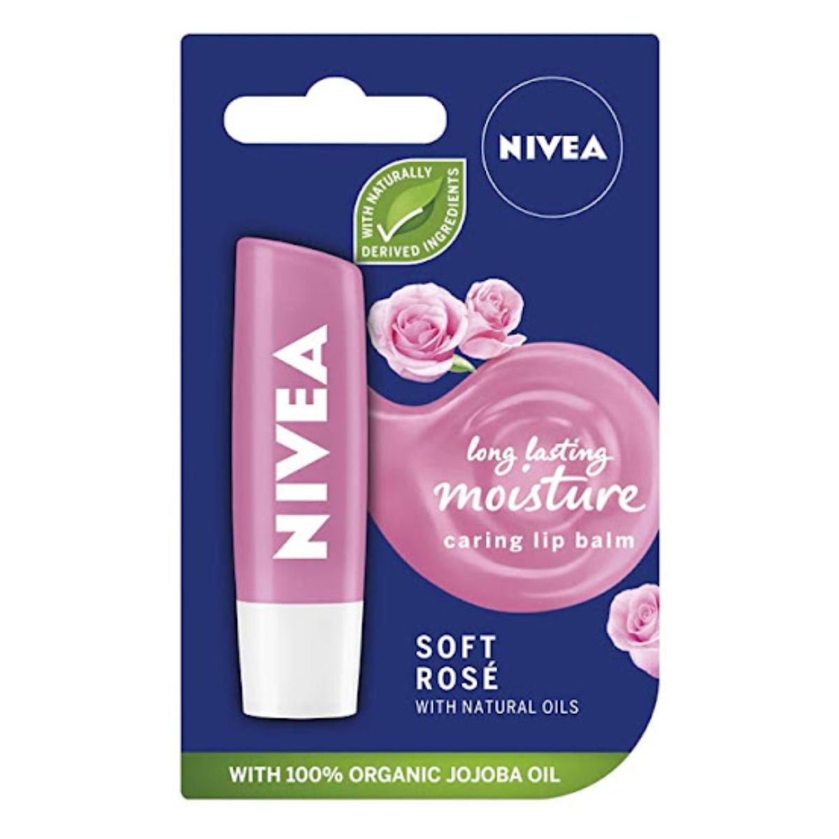 Nivea - Soft Rose Caring Lip Blam - 5.5ml with roses.