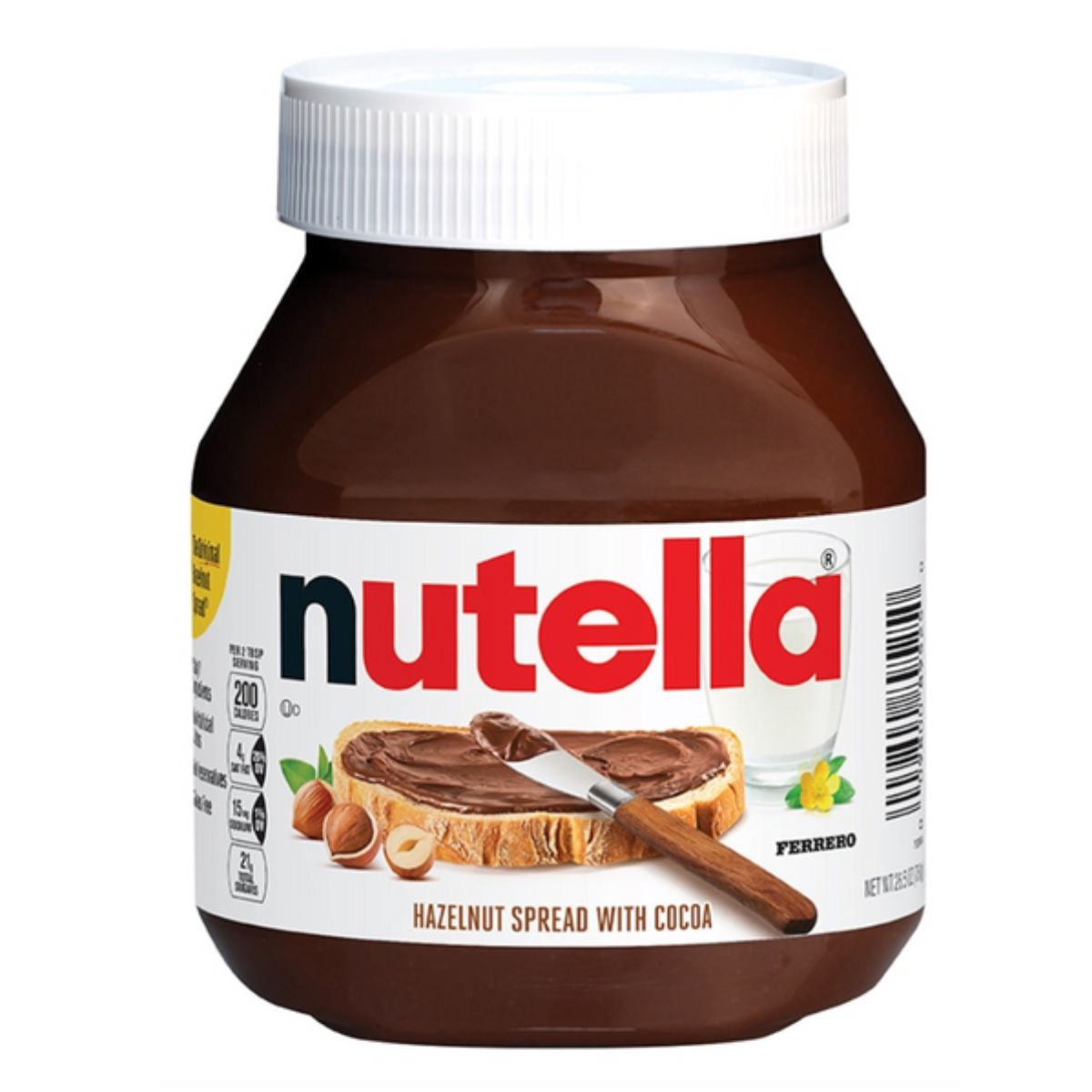 A jar of Nutella - Hazelnut Spread with Cocoa - 950g on a white background.