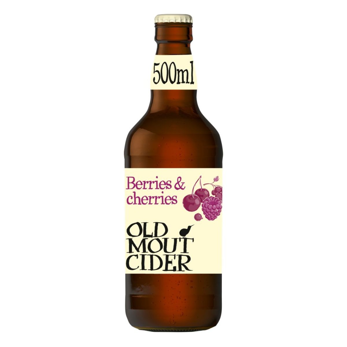 A bottle of Old Mout Cider - Berries & Cherries (4.0% ABV) - 500ml cider.