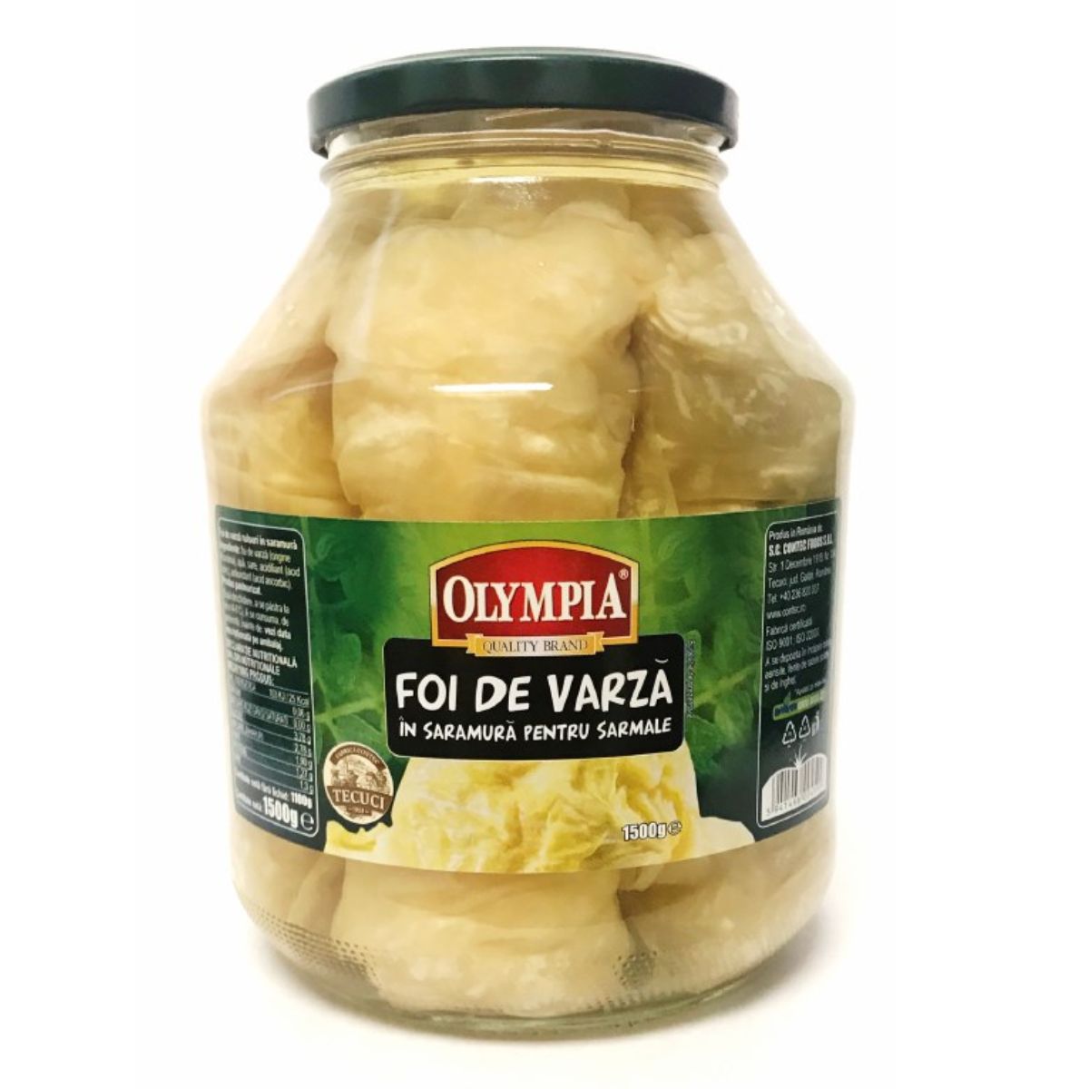 A jar of Olympia - Cabbage Leaves in Brine - 1500g. A jar of Olympia - Cabbage Leaves in Brine - 1500g.