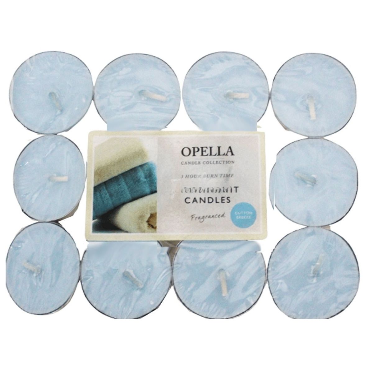 A group of Opella - Tealight Cotton Candles - 12pcs. A group of Opella - Tealight Cotton Candles - 12pcs.