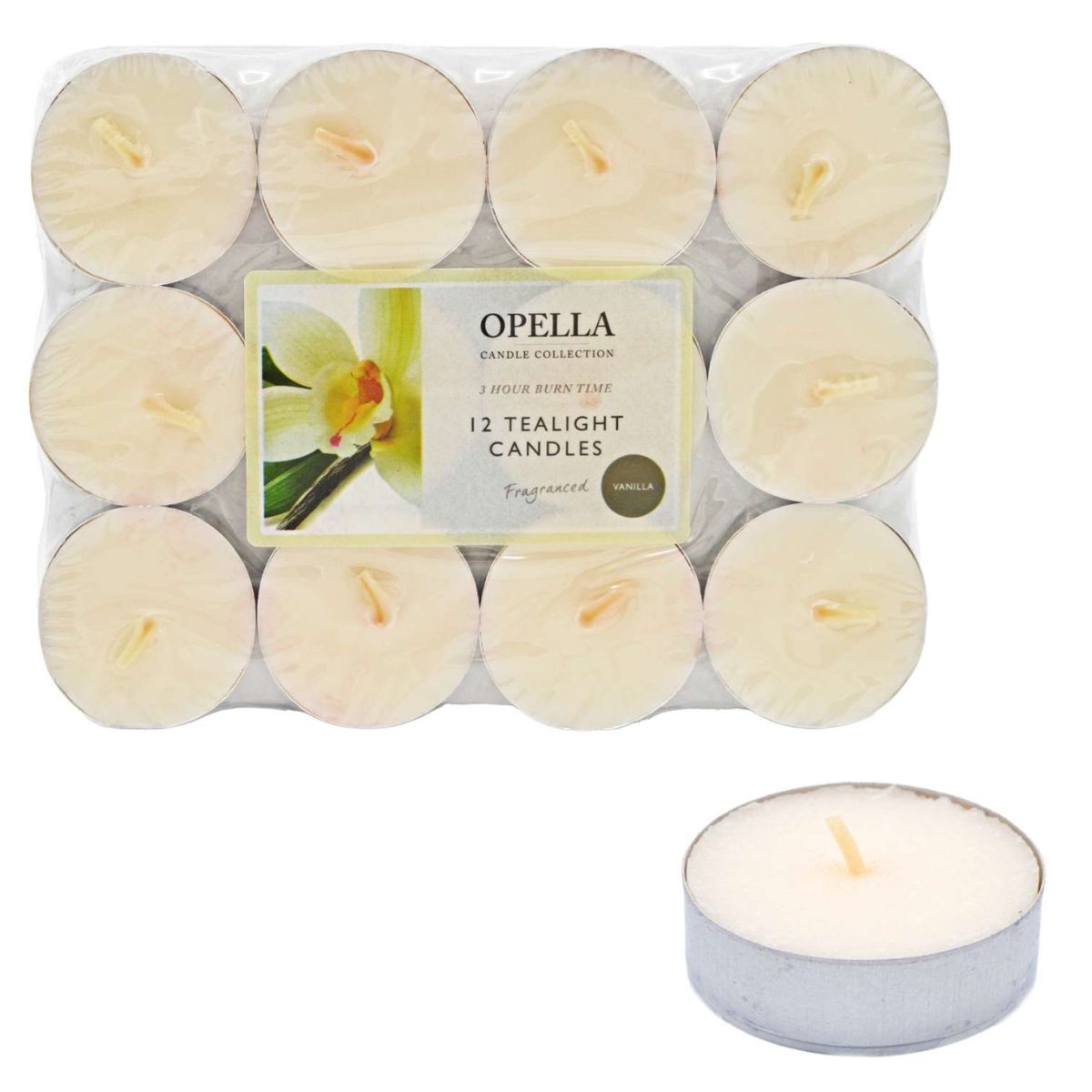Opella - Tealights Vanilla Candles - 12pcs in a package.