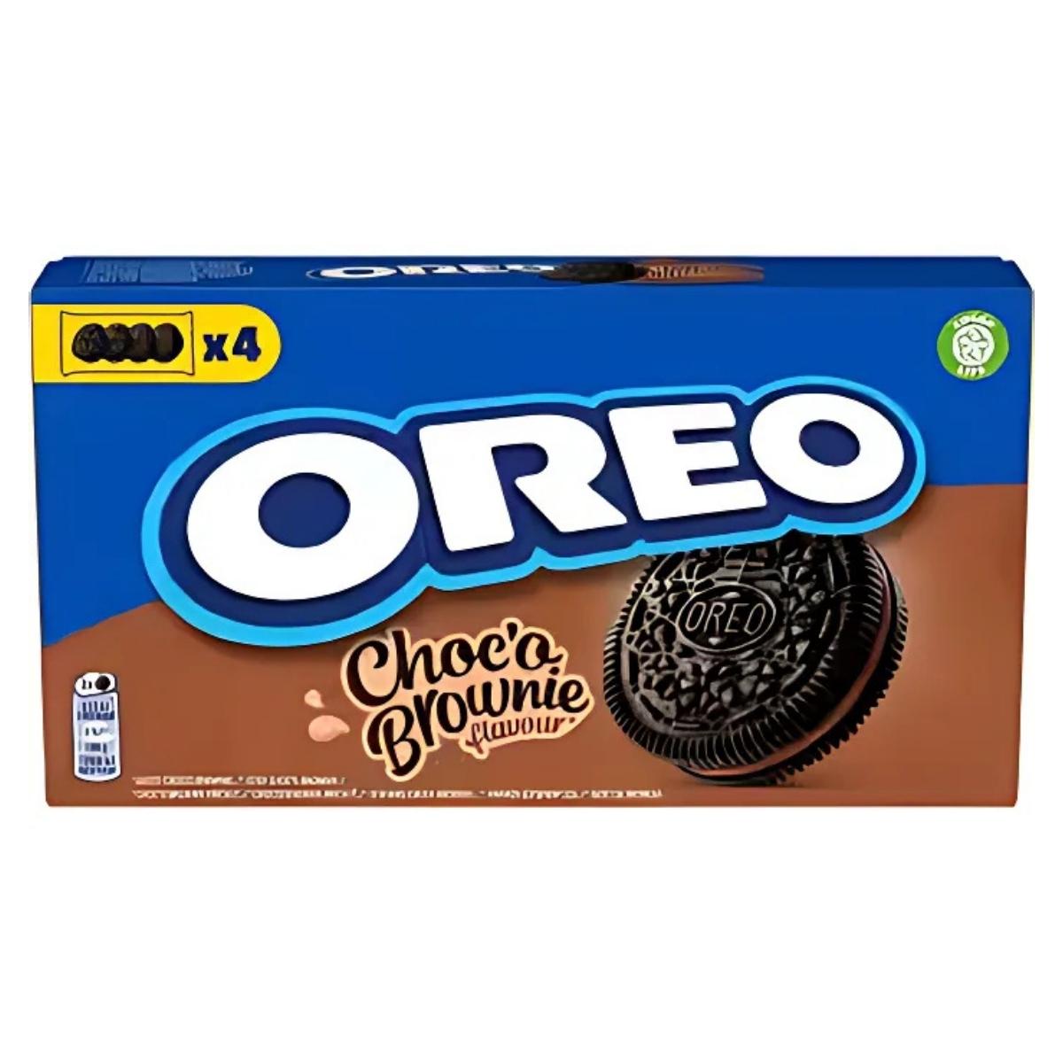 Oreo - Choco Brownie Flavour Biscuits (176g) comes in a box featuring a large Oreo cookie image and includes four packs inside—ideal for satisfying your sweet cravings. Oreo - Choco Brownie Flavour Biscuits (176g) comes in a box featuring a large Oreo cookie image and includes four packs inside—ideal for satisfying your sweet cravings.