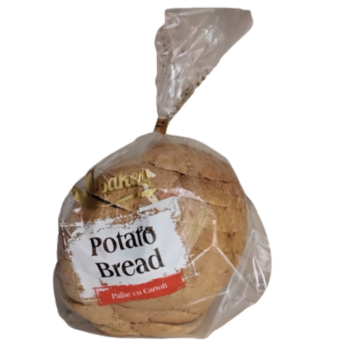 A bag of Oz Bakery - Potato Bread - 750g on a white background. A bag of Oz Bakery - Potato Bread - 750g on a white background.