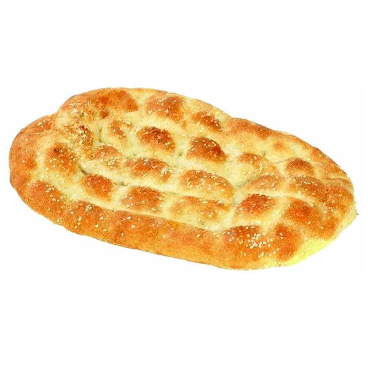 A Oz Bakery - Turkish Pide Bread - 1pcs on a white background. A Oz Bakery - Turkish Pide Bread - 1pcs on a white background.