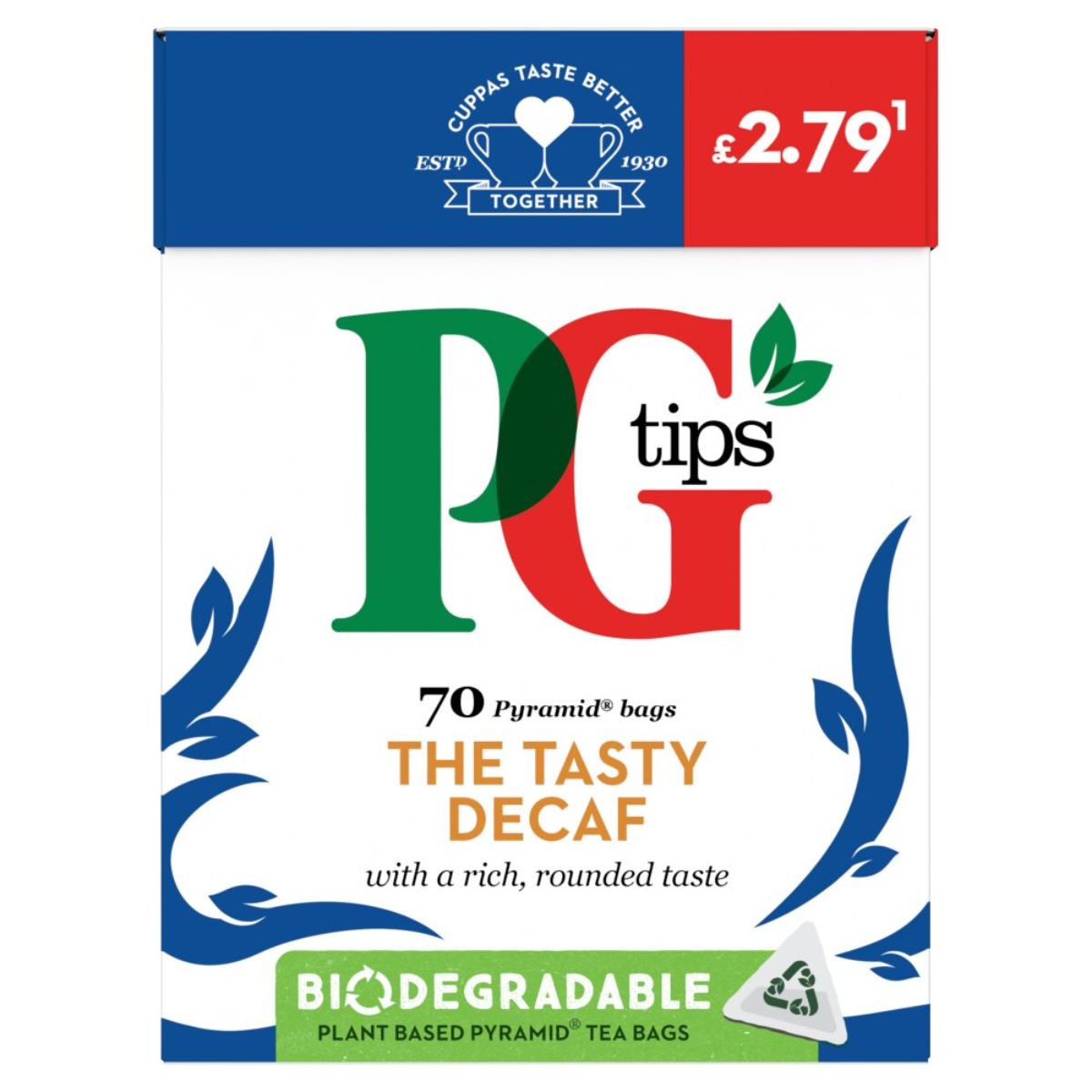 PG Tips - The Tasty Decaf 70 Pyramid Bags - 203g - the tasty green tea.