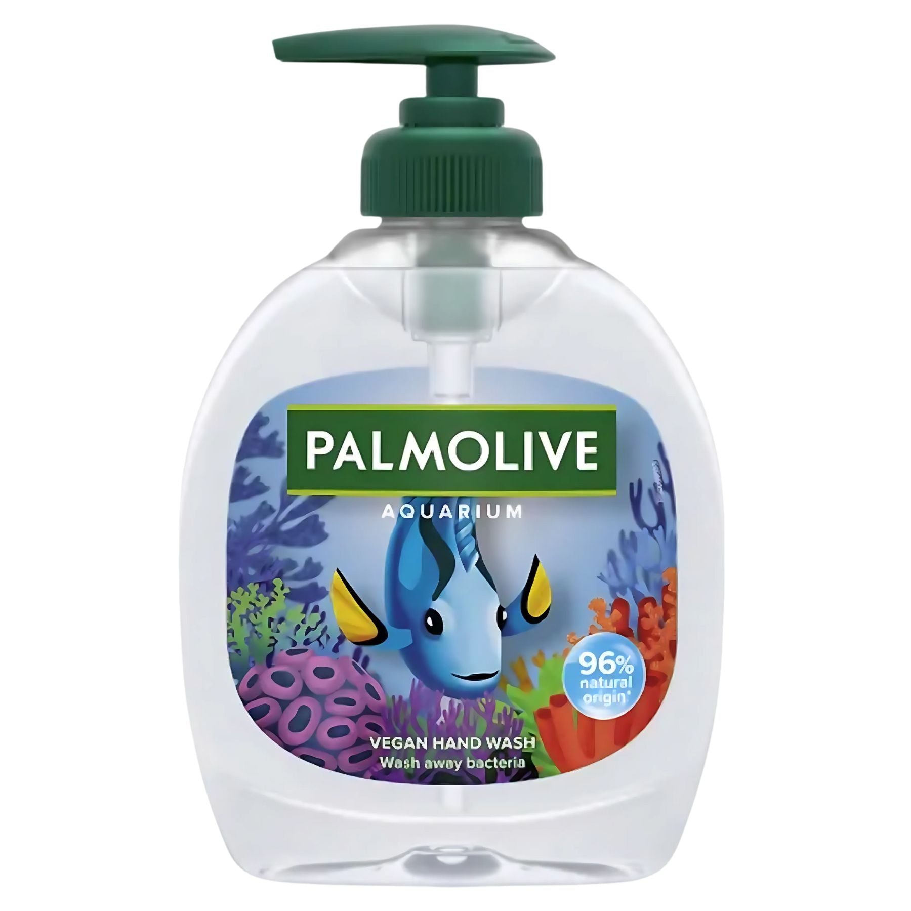 Palmolive Aquarium Handwash 300ml features a green pump and illustrated fish and coral on the label. This vegan-friendly cleanser is made with 96% natural-origin ingredients. Palmolive Aquarium Handwash 300ml features a green pump and illustrated fish and coral on the label. This vegan-friendly cleanser is made with 96% natural-origin ingredients.