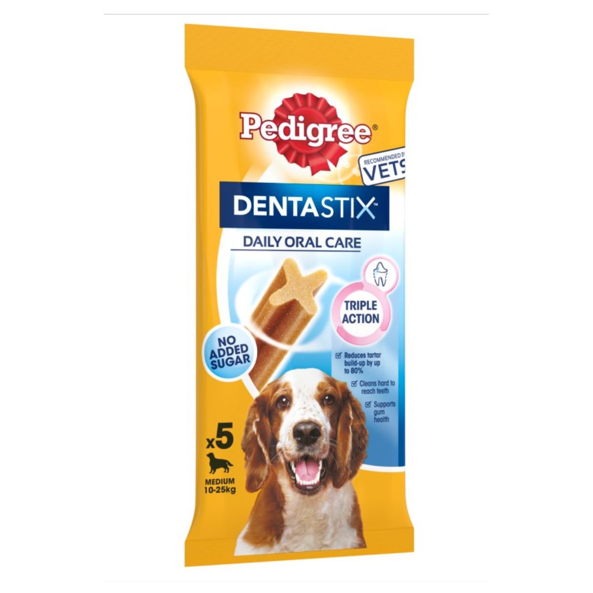 Pedigree Dentastix Daily Adult Medium Dog Treats 5 x Dental Sticks - 128g for dogs.