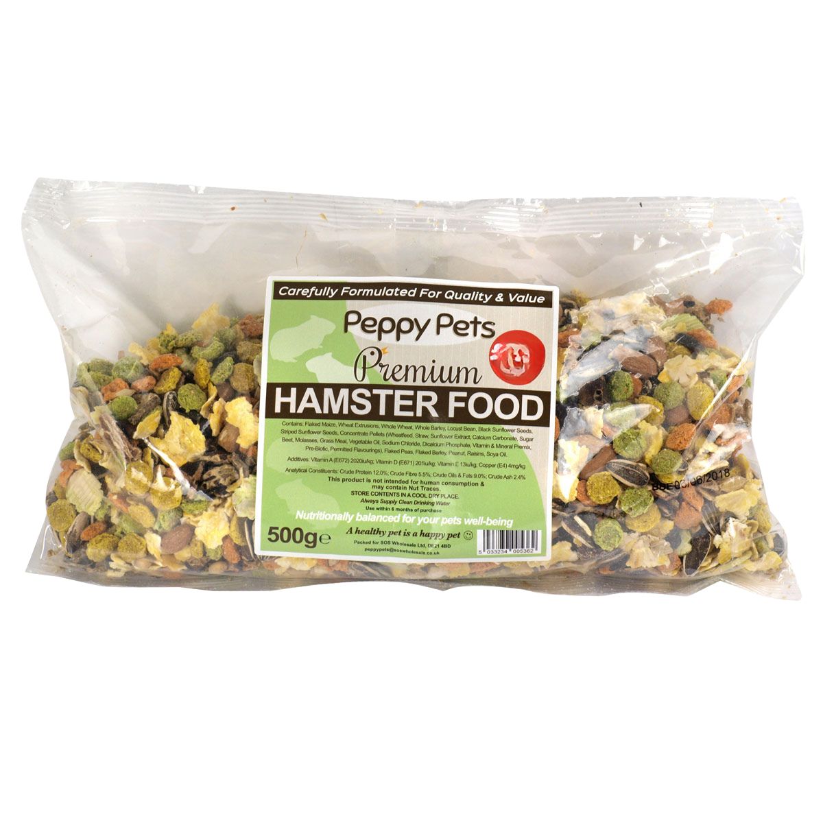 A bag of Peppy Pets - Hamster Food - 500g.