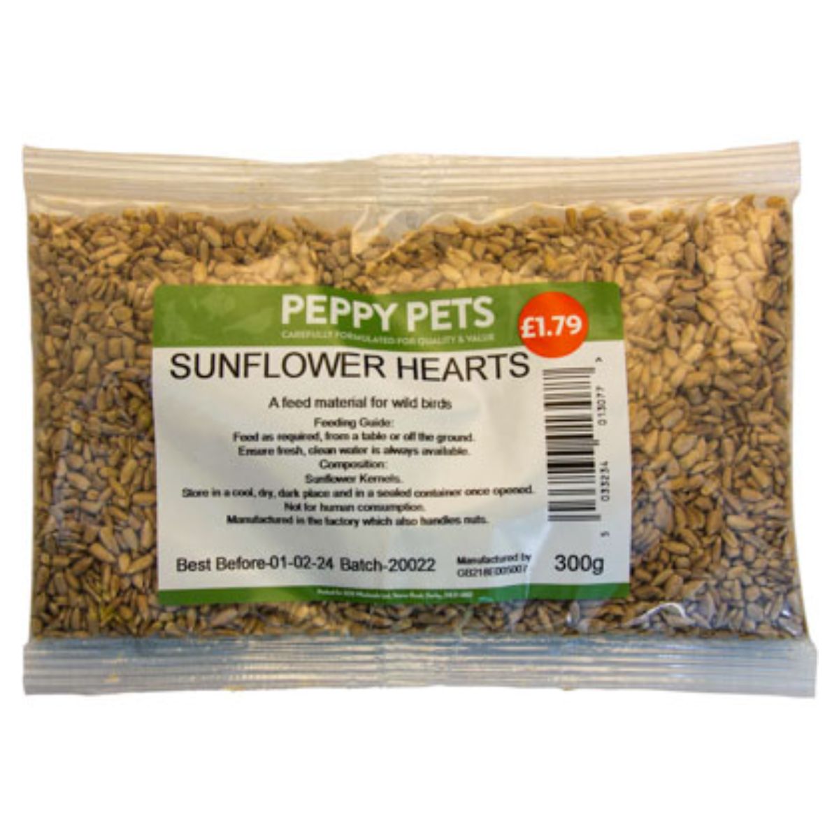 Peppy Pets - Sunflower Hearts - 300g sunflower hearts.