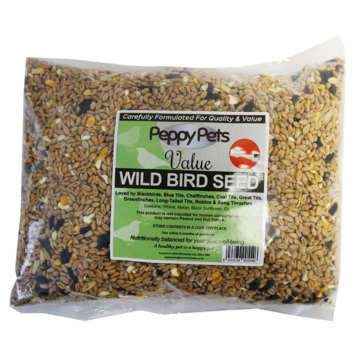 A bag of Peppy Pets - Wild Bird Seeds Feed - 700g.