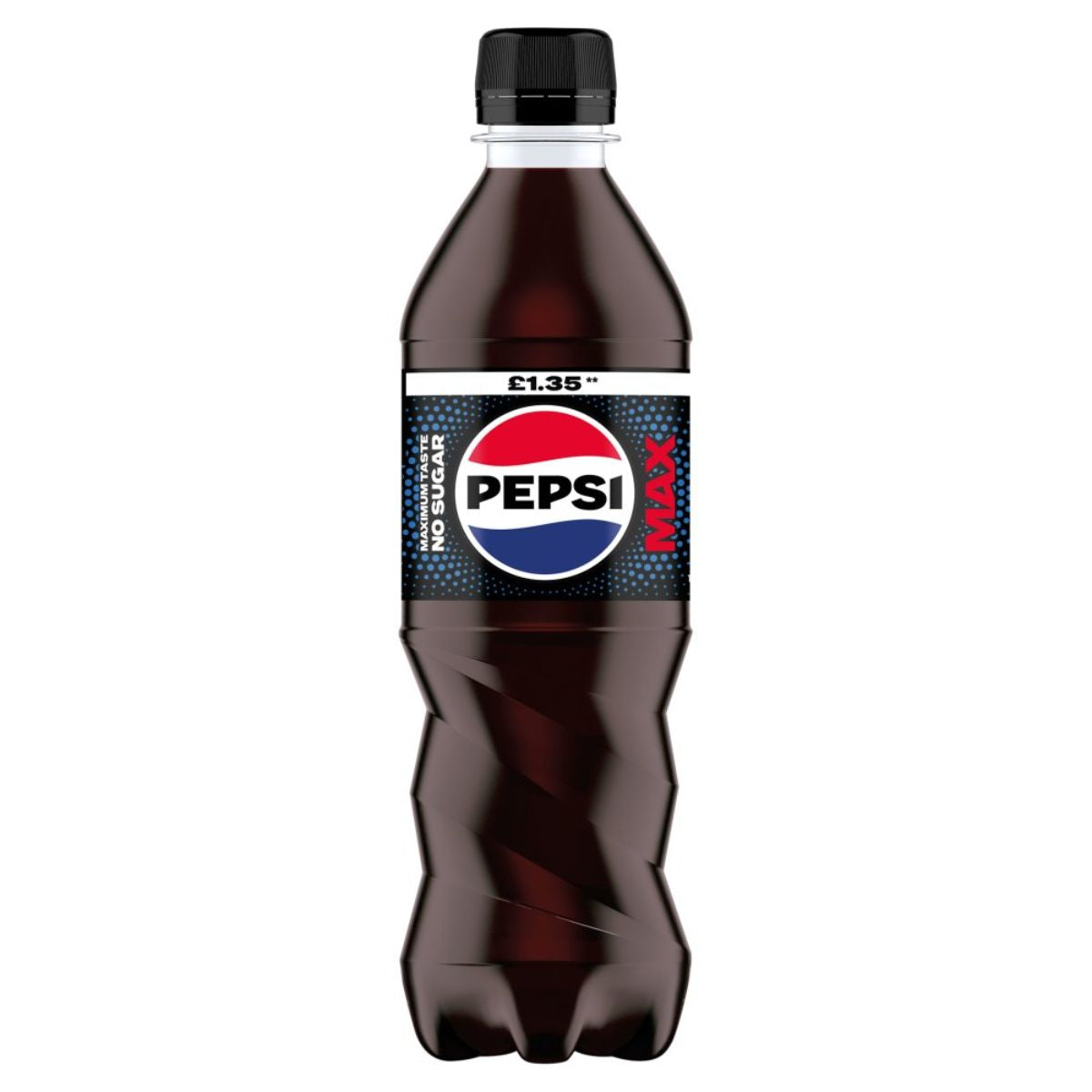 A bottle of Pepsi - Max Original - 500ml on a white background. A bottle of Pepsi - Max Original - 500ml on a white background.