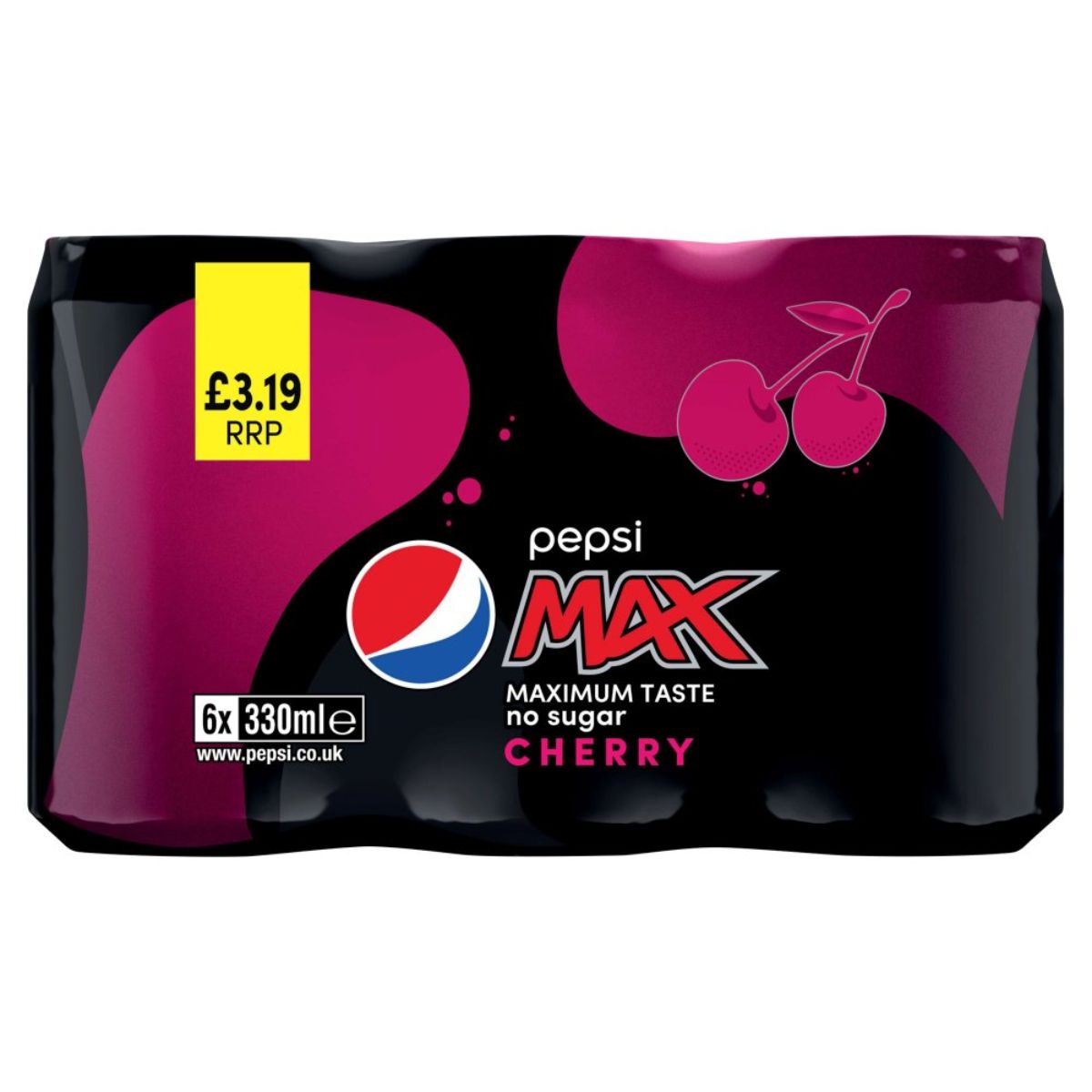 A pack of Pepsi - Max Cherry - 6 x 330ml. A pack of Pepsi - Max Cherry - 6 x 330ml.