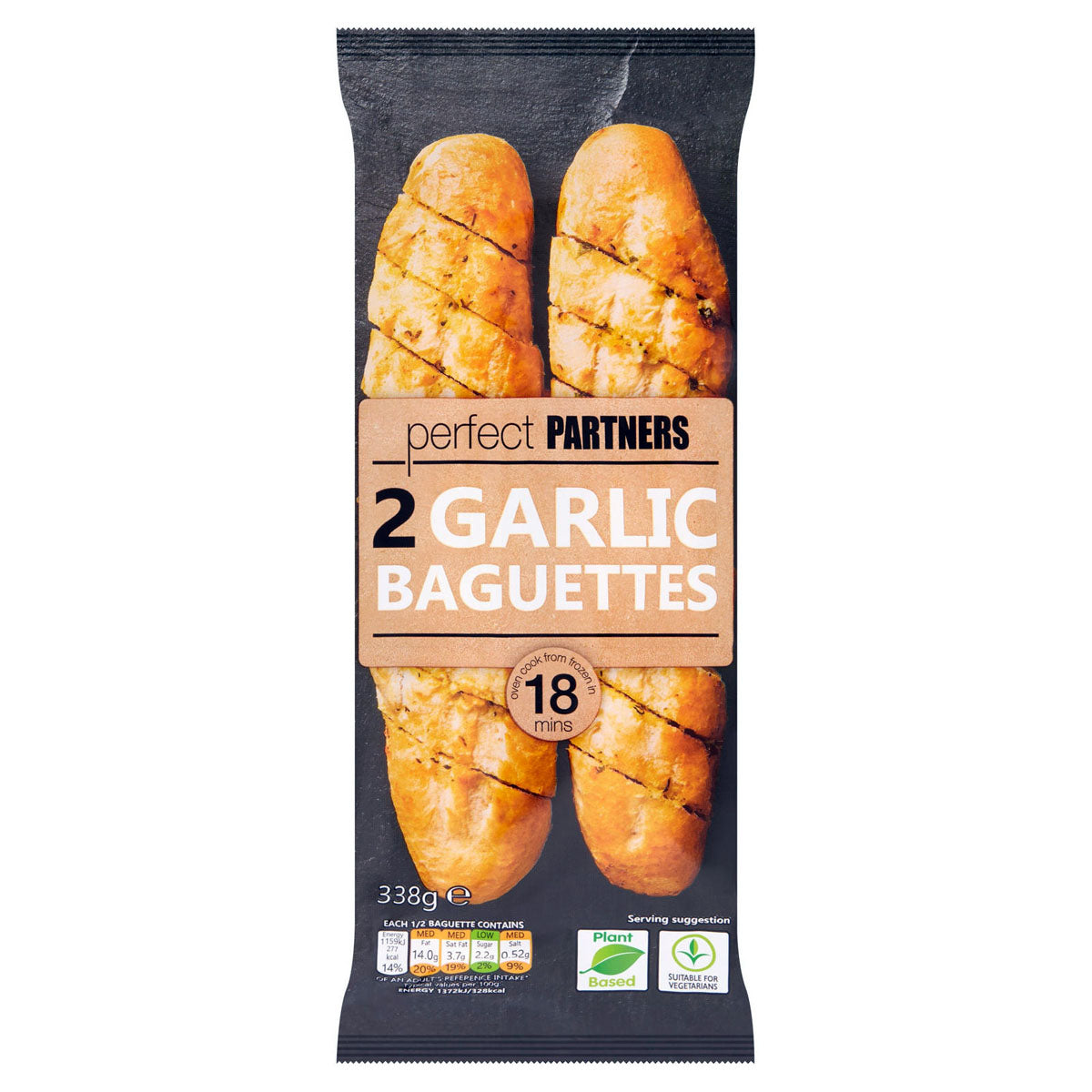 Perfect Partners - 2 Garlic Baguettes - 338g. Perfect Partners - 2 Garlic Baguettes - 338g.