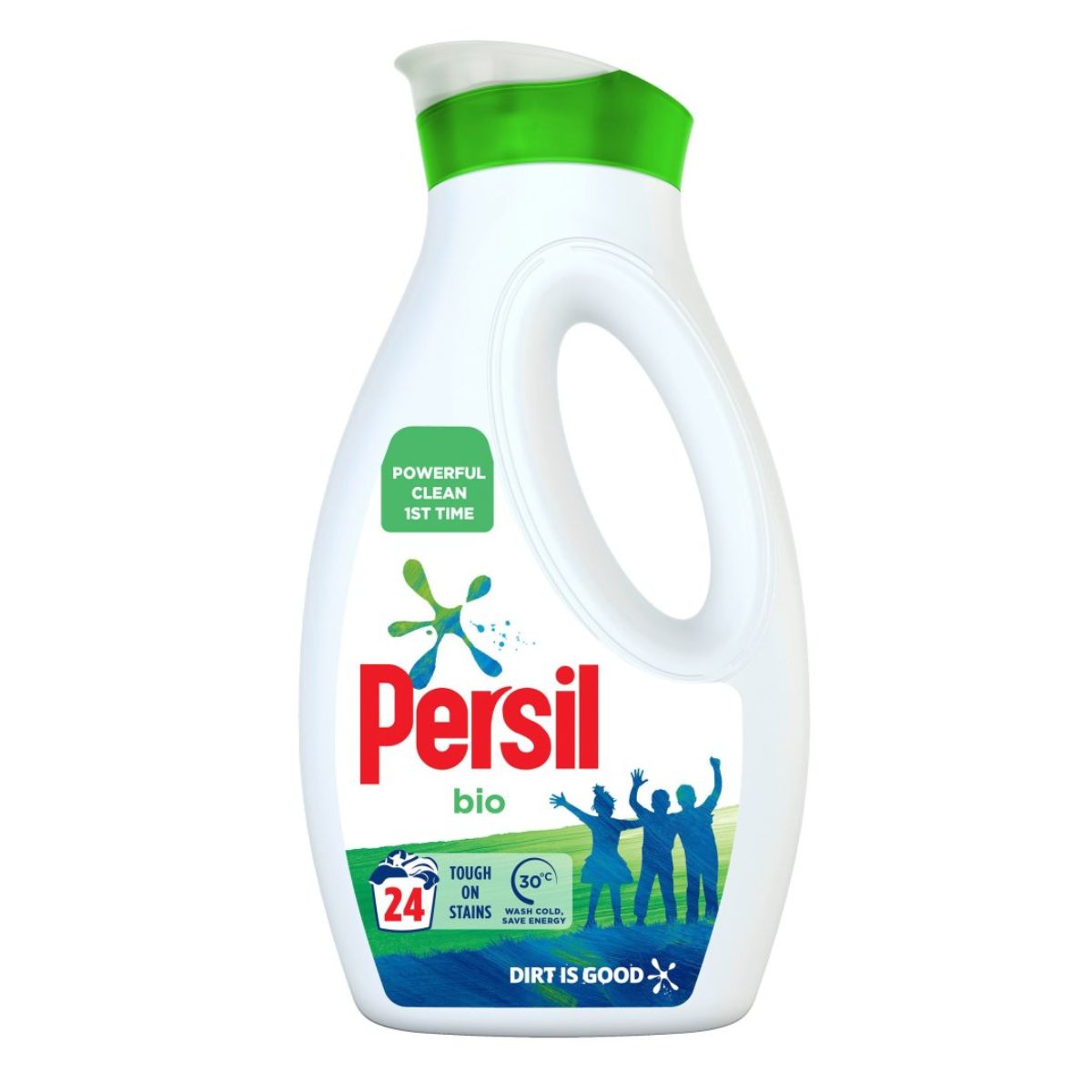 A bottle of Persil - Bio Laundry Washing Liquid Detergent 24 Wash - 648ml on a white background. A bottle of Persil - Bio Laundry Washing Liquid Detergent 24 Wash - 648ml on a white background.