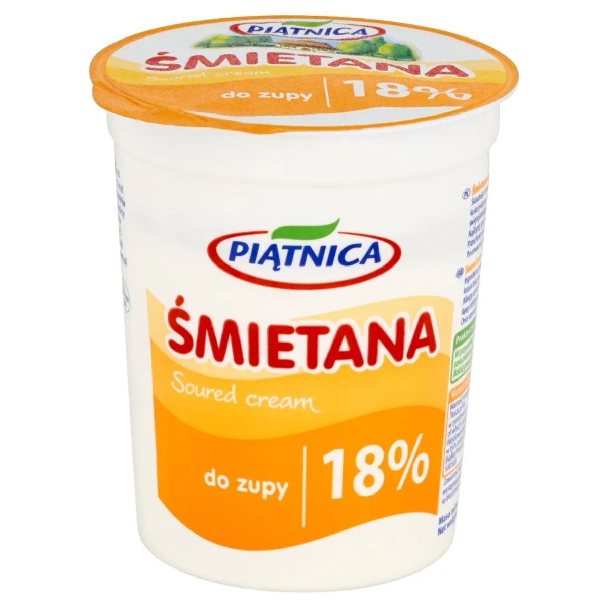 A tub of Piatnica - Smietana Sour Cream - 400g on a white background.