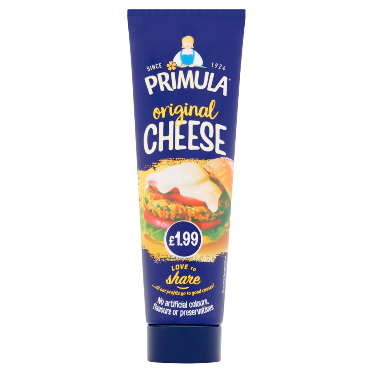 A tube of Primula - Original Cheese - 140g on a white background.