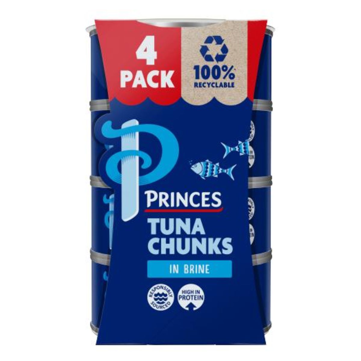 Princes - Tuna Chunks in Brine - 4 x 145g 4 pack.