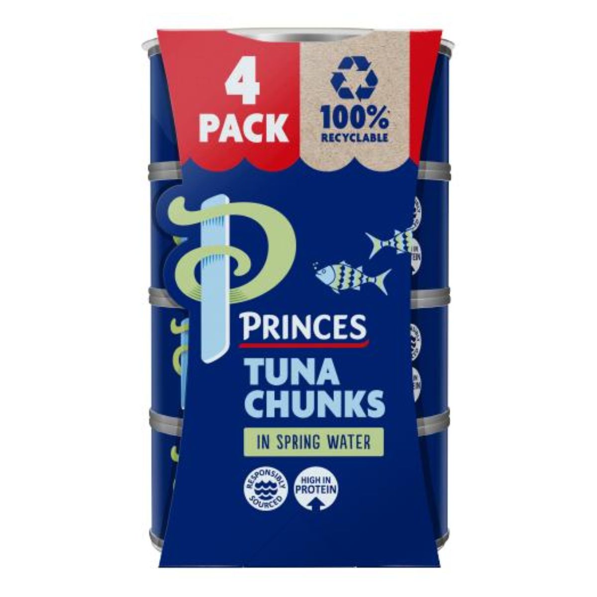 Princes - Tuna Chunks in Spring Water - 4 x 145g.