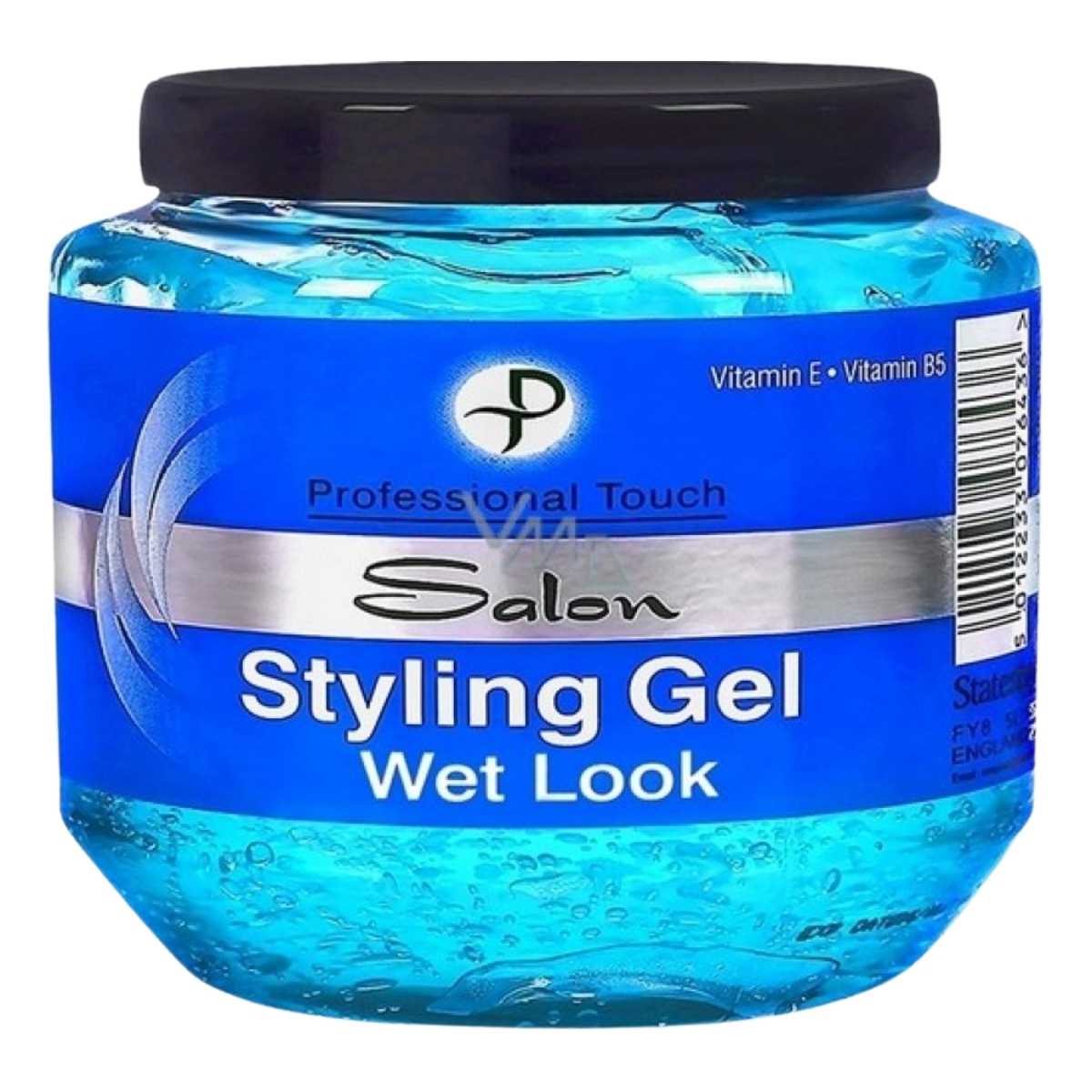 The "Professional Touch - Salon Styling Gel Wet Look" offers salon-quality results in a 250ml jar with a wet look formula enriched with Vitamin E and B5. The "Professional Touch - Salon Styling Gel Wet Look" offers salon-quality results in a 250ml jar with a wet look formula enriched with Vitamin E and B5.