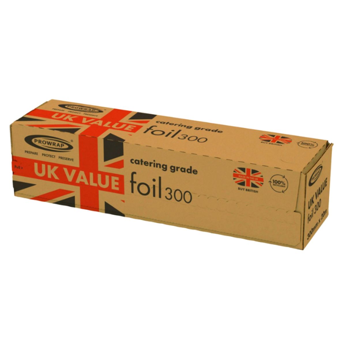 A box with Prowrap - Value Catering Aluminium Foil 300 - 300mm x 20m on it.