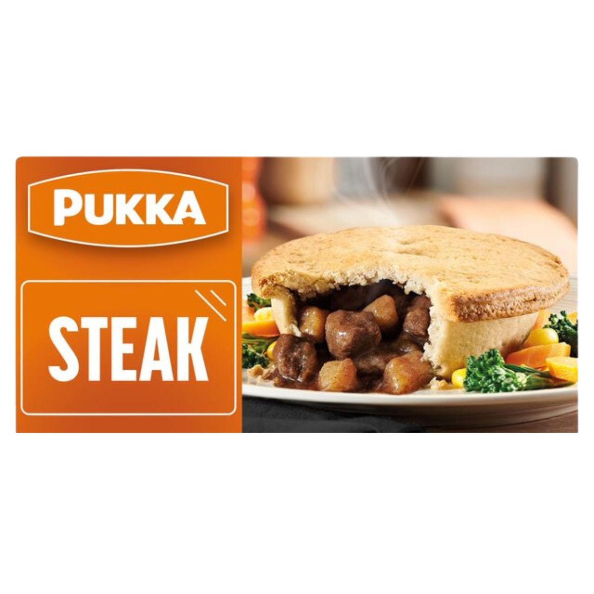 A picture of a Pukka - Steak Pie - 170g on a plate. A picture of a Pukka - Steak Pie - 170g on a plate.