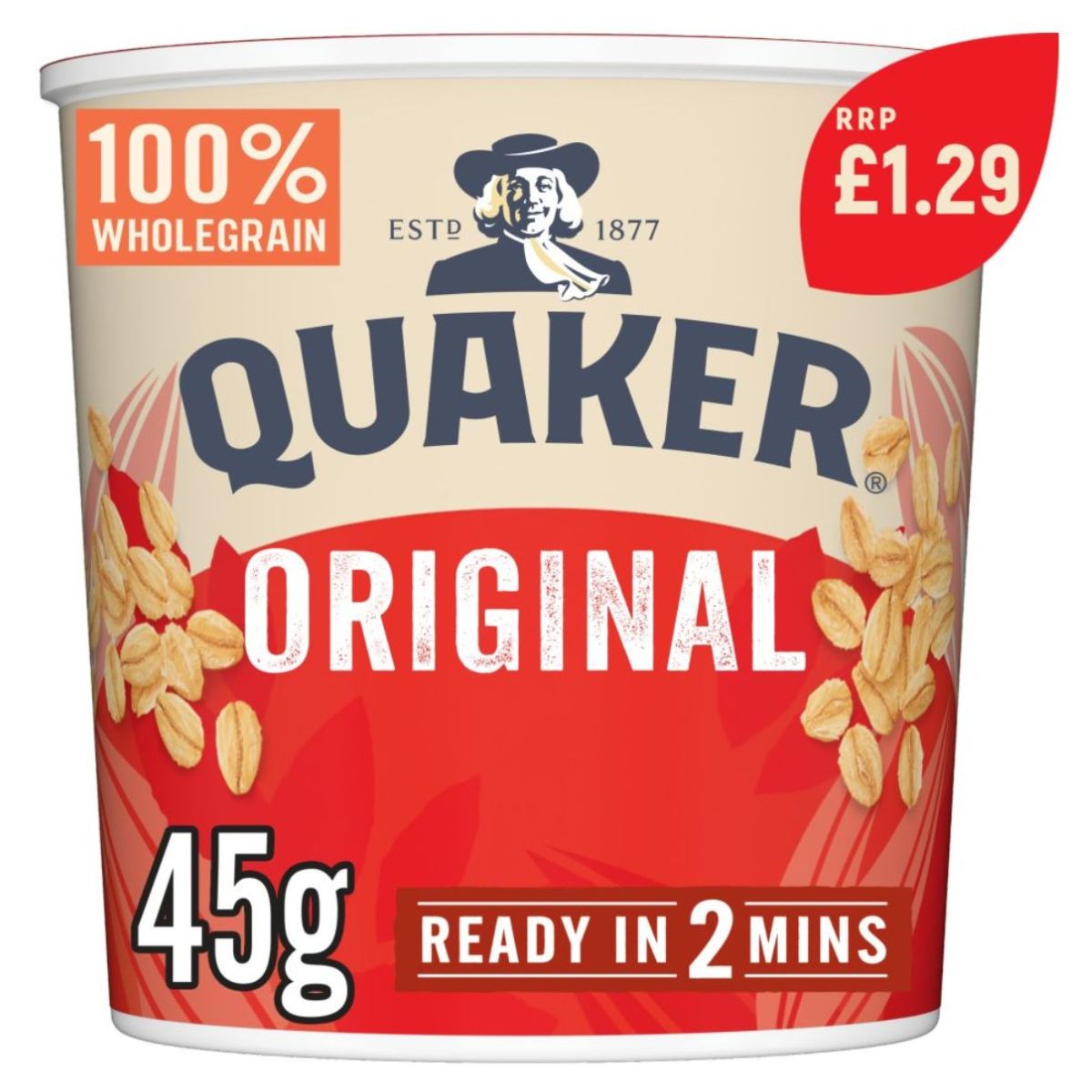 A cup of Quaker - Oat So Simple Original - 45g ready in 2 minutes.