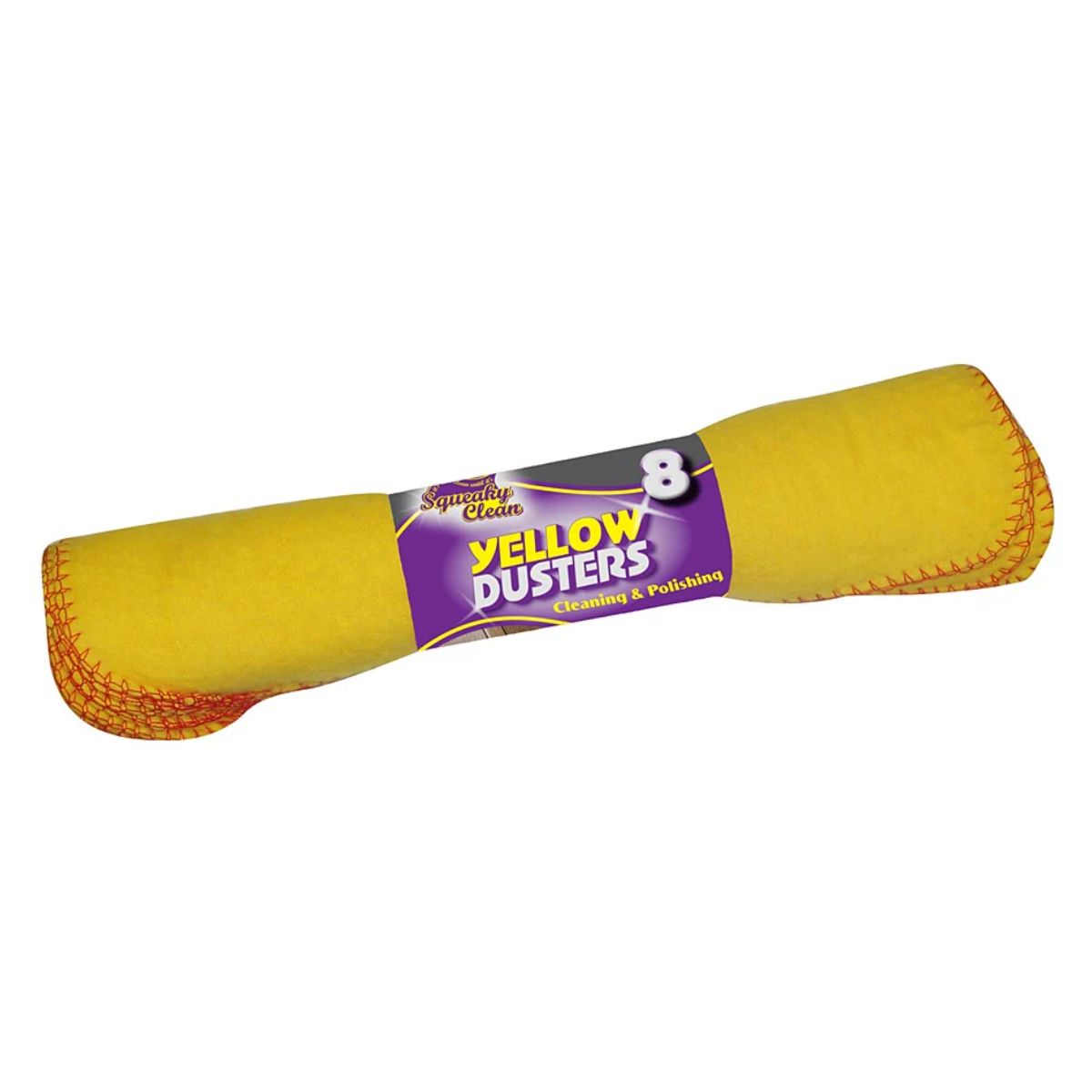 Pack of Ramon - Squeaky Clean Yellow Dusters - 8pcs with packaging designed to resemble a baseball bat.
