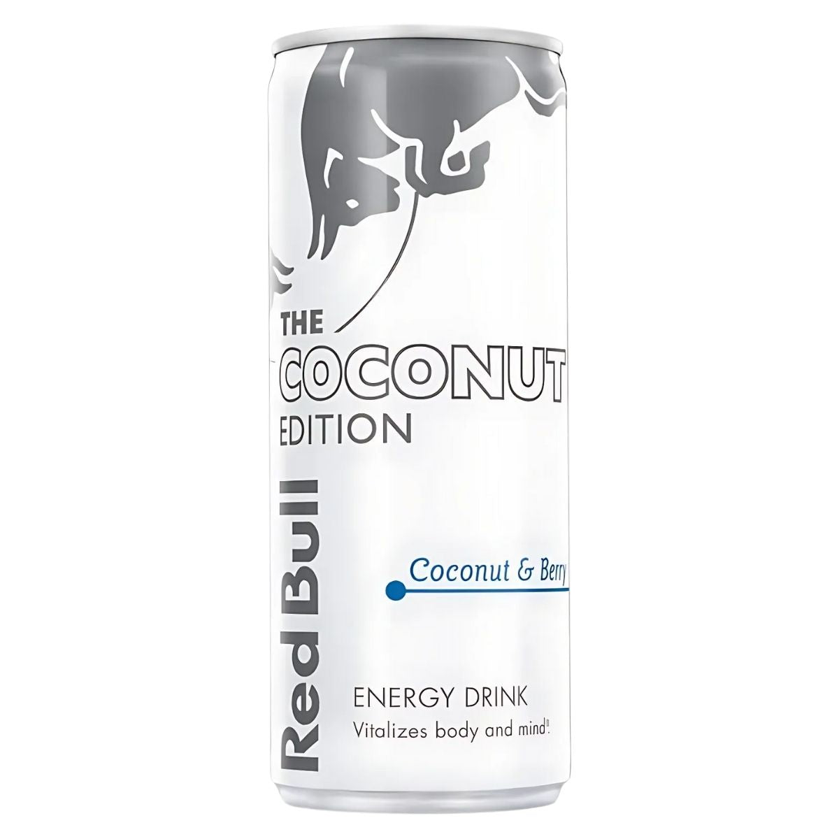 Red Bull - Coconut & Berry Energy Drink (250ml) combines coconut and berry flavors in a sleek silver and white can with the iconic bull logo—ideal for staying alert and refreshed. Red Bull - Coconut & Berry Energy Drink (250ml) combines coconut and berry flavors in a sleek silver and white can with the iconic bull logo—ideal for staying alert and refreshed.