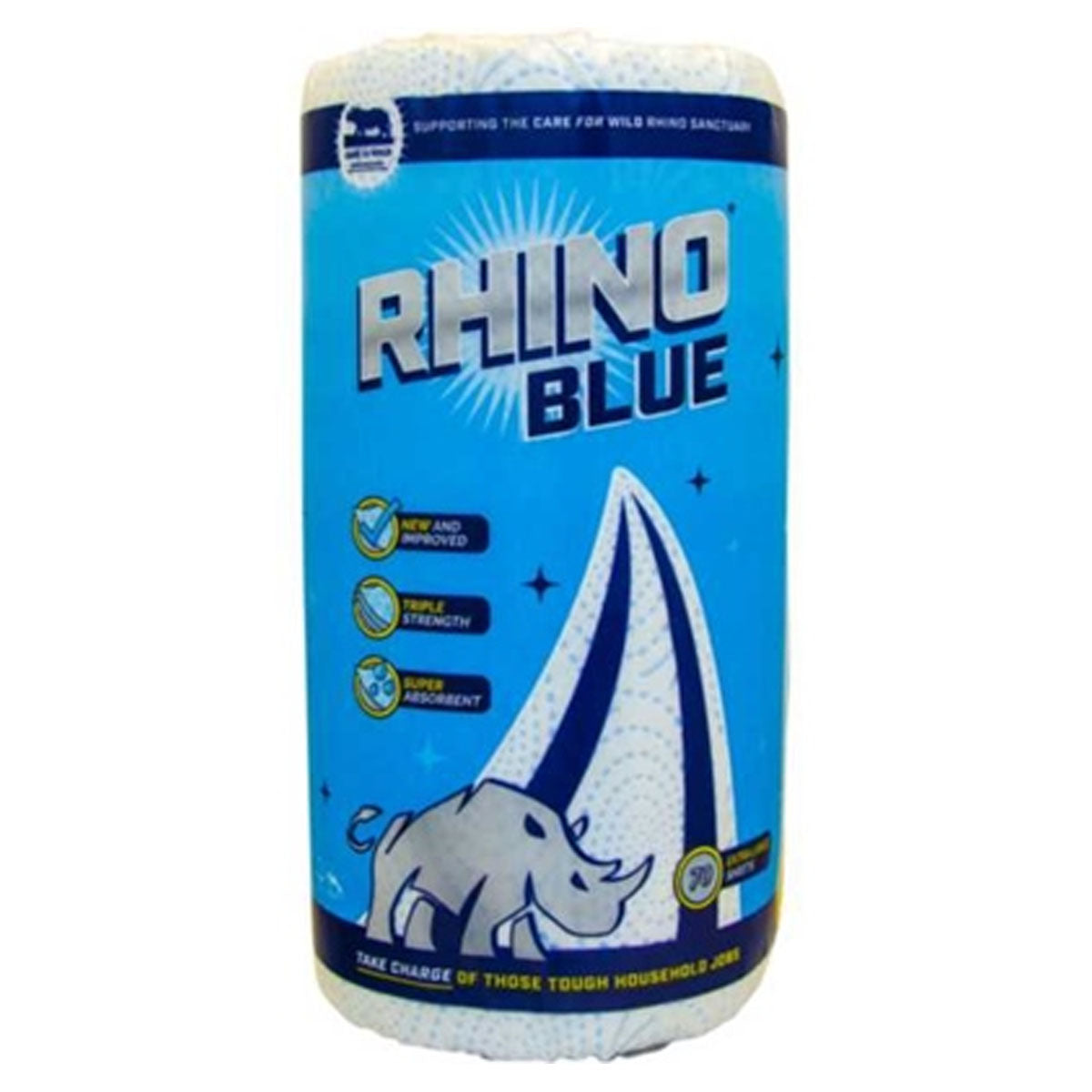 A roll of Rhino Blue - 3ply Kitchen Towel - 1 pcs toilet paper.