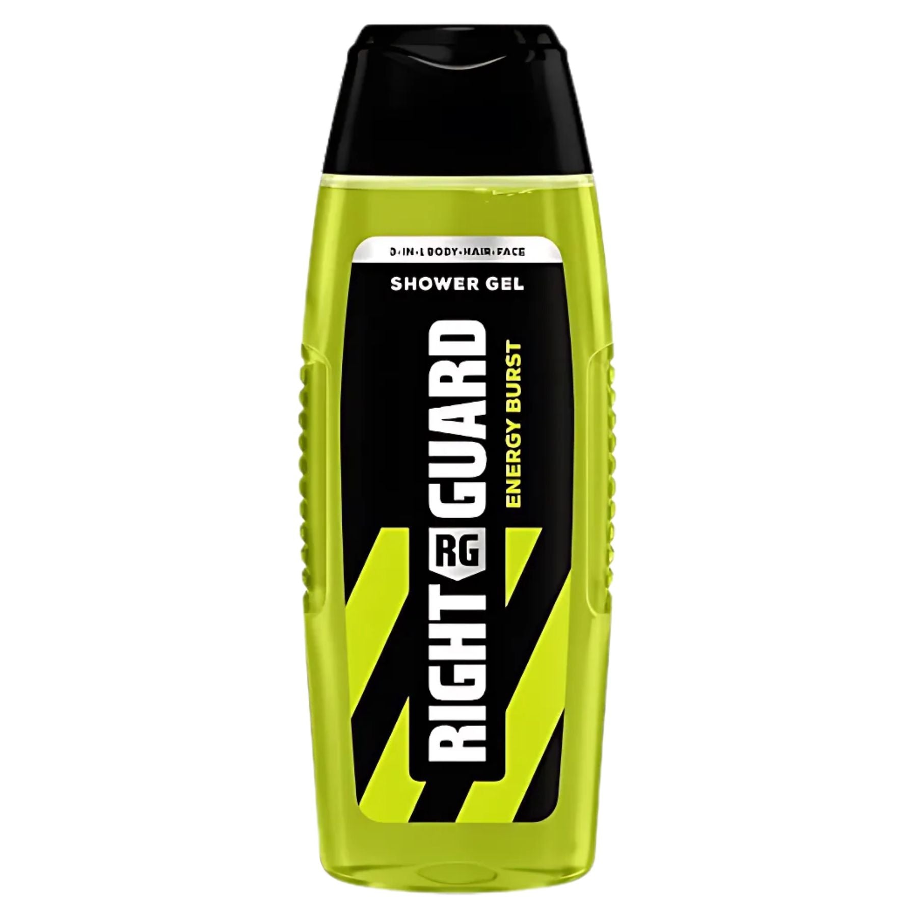 Right Guard - Energy Burst 3in1 Shower Gel 250ml, with black and yellow label, cleanses body, hair, and face—ideal for active lifestyles. Right Guard - Energy Burst 3in1 Shower Gel 250ml, with black and yellow label, cleanses body, hair, and face—ideal for active lifestyles.