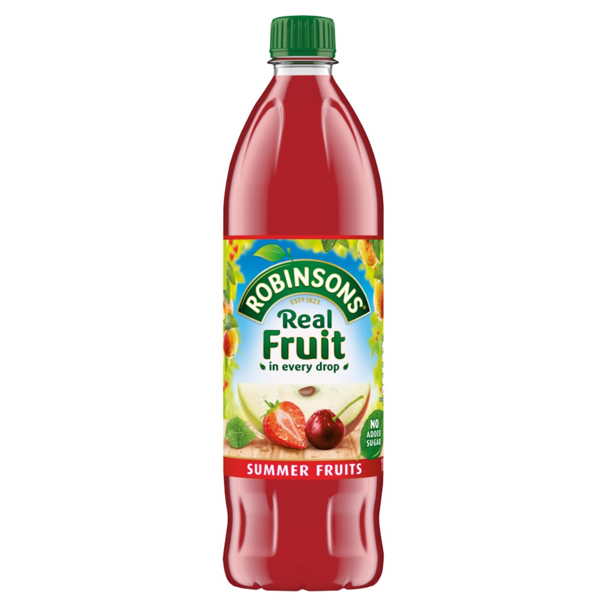 A bottle of Robinson - Real Fruit Summer Fruits - 1L. A bottle of Robinson - Real Fruit Summer Fruits - 1L.