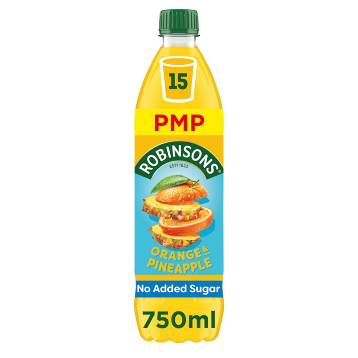 A bottle of Robinsons - Orange & Pineapple No Added Sugar Squash - 750ml. A bottle of Robinsons - Orange & Pineapple No Added Sugar Squash - 750ml.