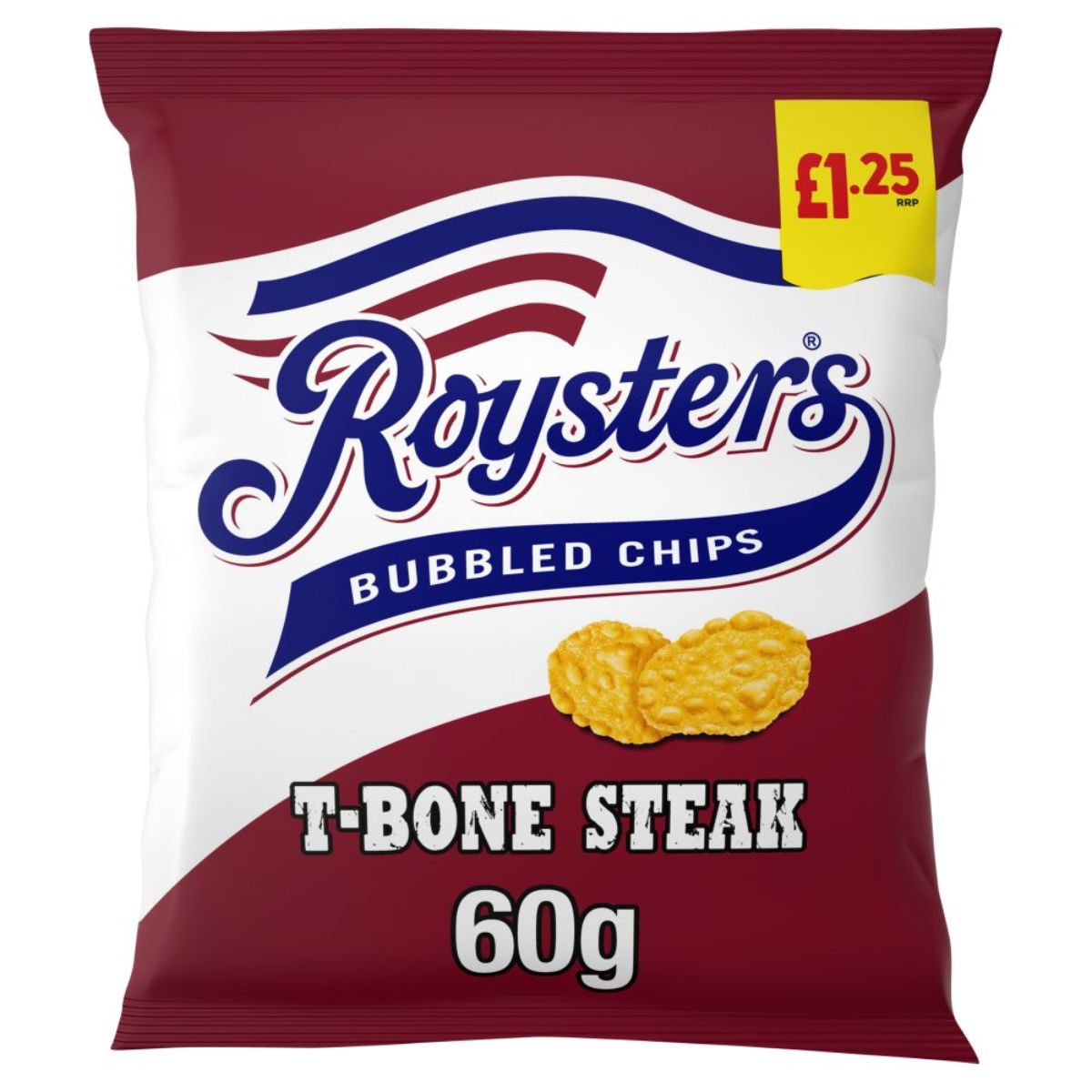 Roysters - Bubbled Chips - T Bone Steak - 60g chips.