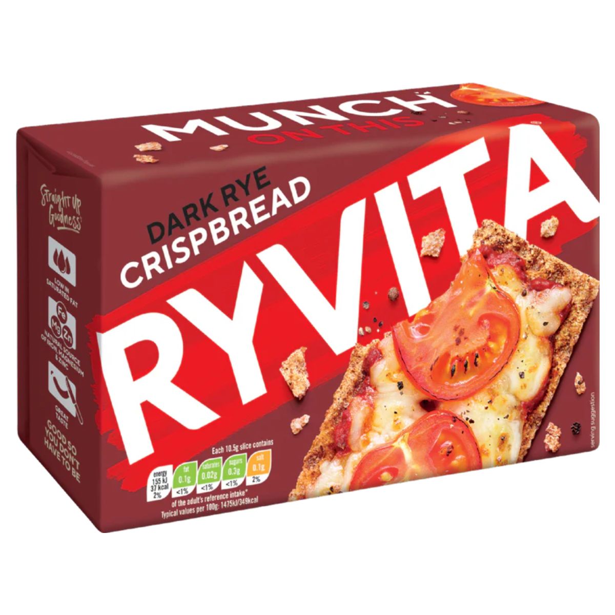 A box of Ryvita Crispbread Dark Rye Crackers - 250g.