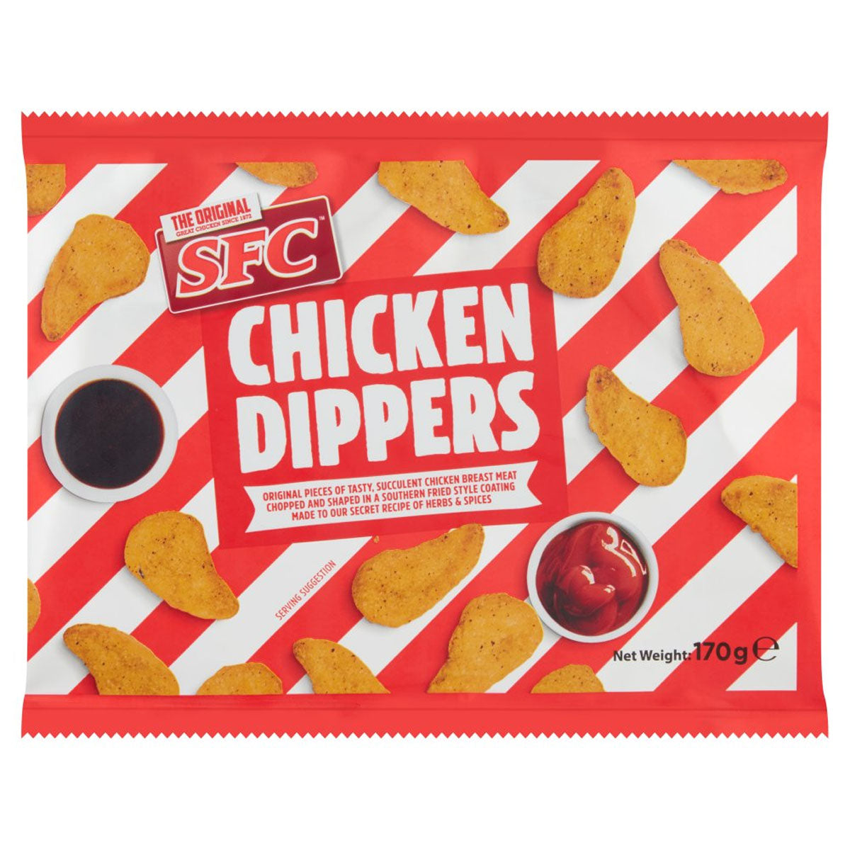 SFC - The Original Chicken Dippers - 170g on a white background. SFC - The Original Chicken Dippers - 170g on a white background.