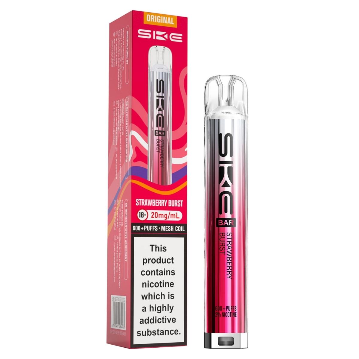 SKE - Crystal Bar 600 Strawberry Burst Pod Vape Kit - 20mg/mL Continental Food Store SKE - Crystal Bar 600 Strawberry Burst Pod Vape Kit - 20mg/mL Continental Food Store