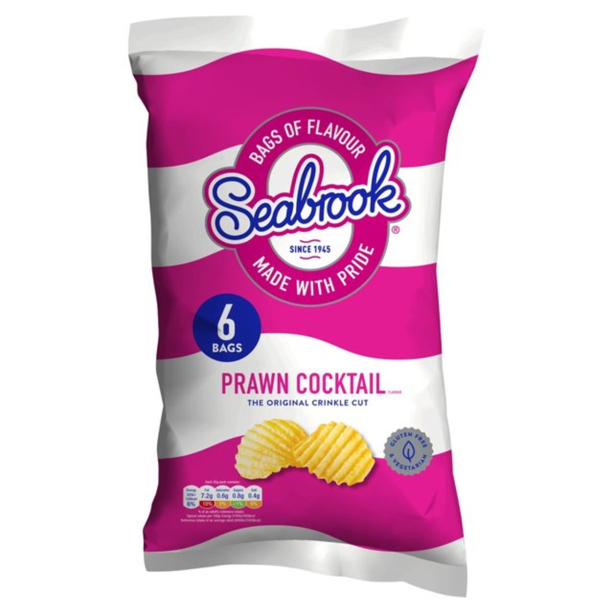 Seabrook - Prawn Cocktail - 6x25g prawn cocktail chips.