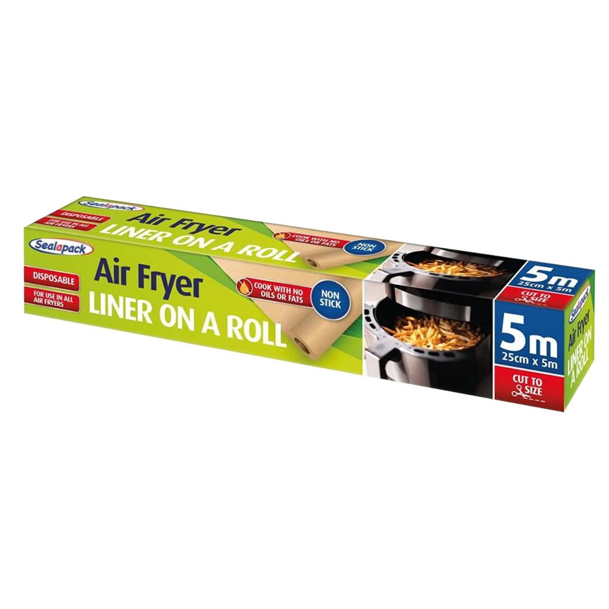 A roll of Sealapack - Air Fryer Liner on a Roll - 5m, with a non-stick surface for cooking. A roll of Sealapack - Air Fryer Liner on a Roll - 5m, with a non-stick surface for cooking.