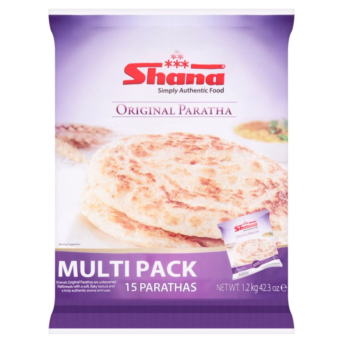 Shana - 15 Original Parathas Multi Pack - 1.2kg multi pack of parathas. Shana - 15 Original Parathas Multi Pack - 1.2kg multi pack of parathas.