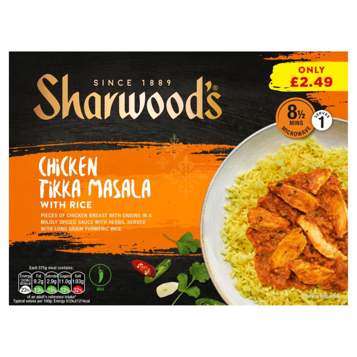 Sharwoods - Chicken Tikka Masala with Rice - 375g. Sharwoods - Chicken Tikka Masala with Rice - 375g.