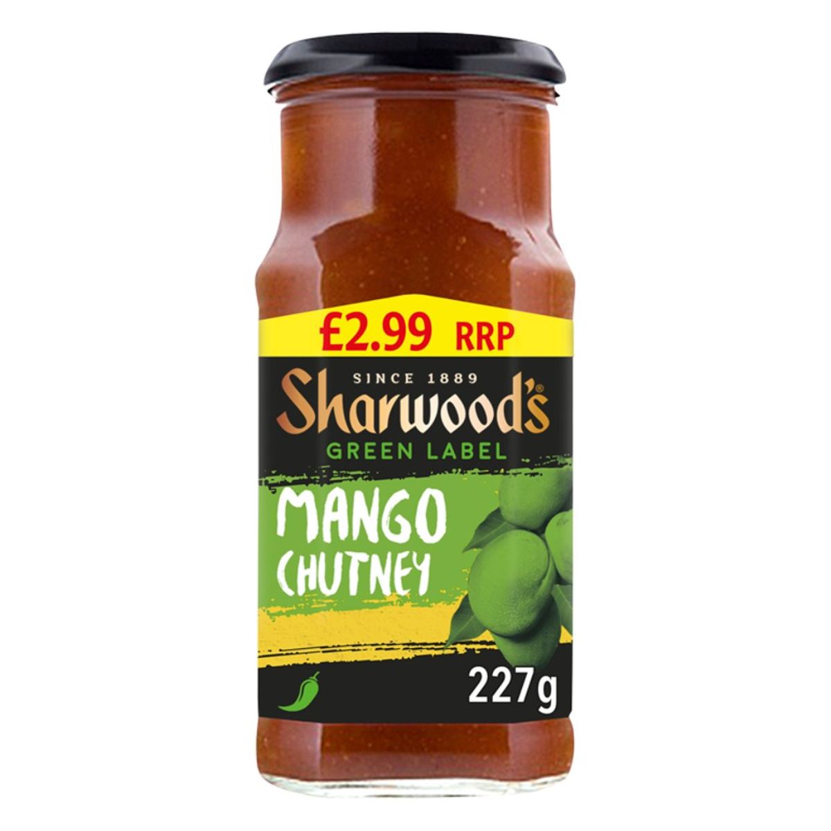 A jar of Sharwoods - Mango Chutney - 227g, priced at £2.99 rrp.